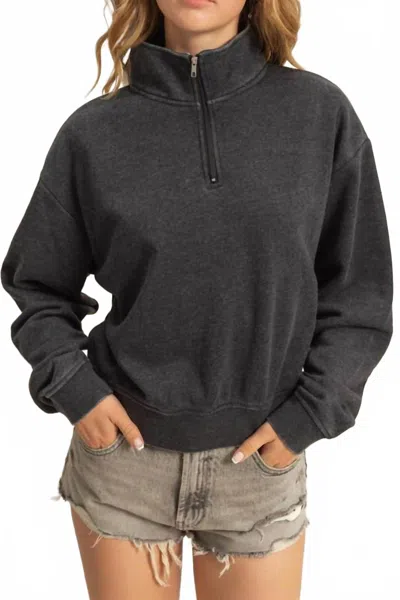 Hyfve Brushed Terry Zip Up Top In Black