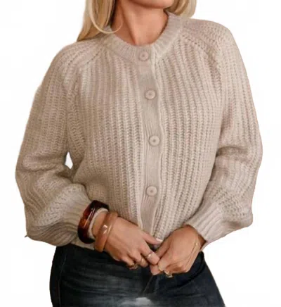 Hyfve Cable Knit Cardigan Sweater In Light Mocha In Brown