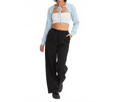 Hyfve Cable Knit Tie Front Shrug In Baby Blue
