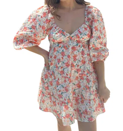 Hyfve Charmed Floral Print Mini Dress In Coral Multi