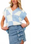 Hyfve Checkerboard Sweater Vest In Blue In Blue