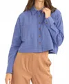 Hyfve Chic And Simple Cropped Twill Shirt In Blue In Blue