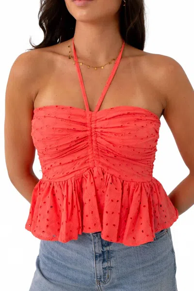 Hyfve Citrus Crush Eyelet Halter Top In Orange