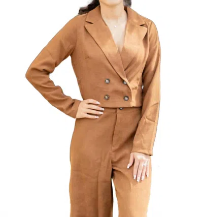 Hyfve Cropped Blazer And Pants Two-piece Set In Brown