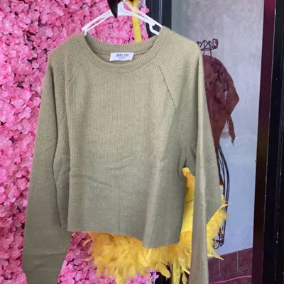 Hyfve Cropped Lightweight Sweater In Olive In Pink