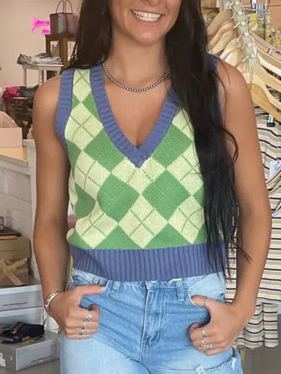 Hyfve Cropped Sweater Vest In Avocado In Green