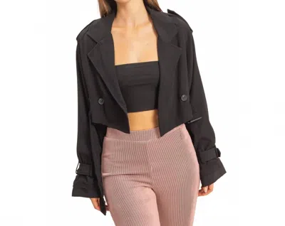 Hyfve Cropped Trench Coat In Black