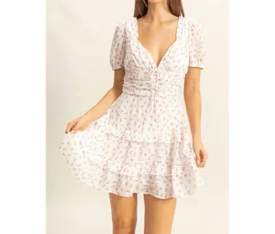 Hyfve Ditsy Floral Print Tiered Mini Dress In White