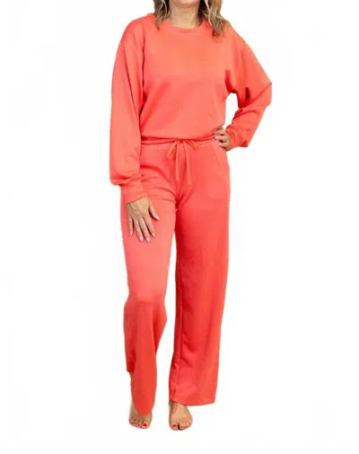 Hyfve Dora Relaxed Top And Straight-leg Pants Set In Coral In Orange