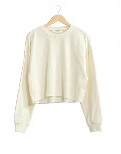 Hyfve Drop Shoulders Crop Sweatshirt In Cream In Multi