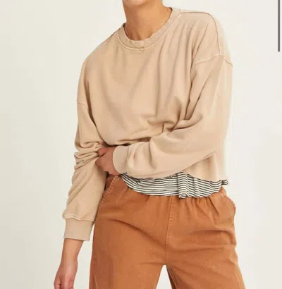 Hyfve Drop Shoulders Crop Sweatshirt In Taupe In Multi