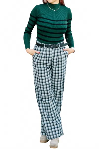 Hyfve Easily Adored High Waist Plaid Wide Leg Pants In Black