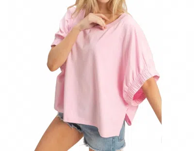 Hyfve Elastic Cuff Top In Light Pink In Animal Print