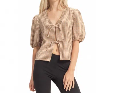 Hyfve Erin Gingham Top In Brown