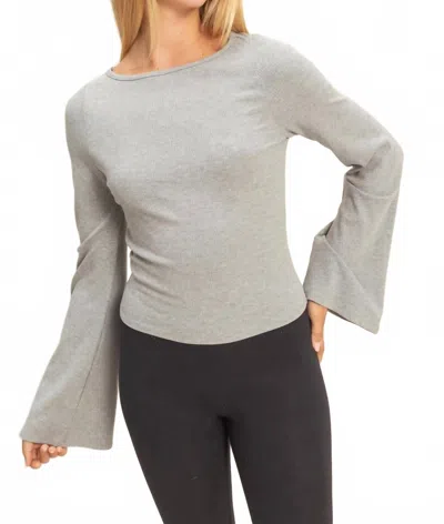 Hyfve Everly Long Bell Sleeve Ribbed Knit Top In Heather Gray