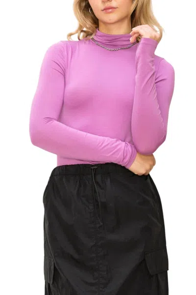 Hyfve Extra Love Turtleneck Top In Plum In Pink