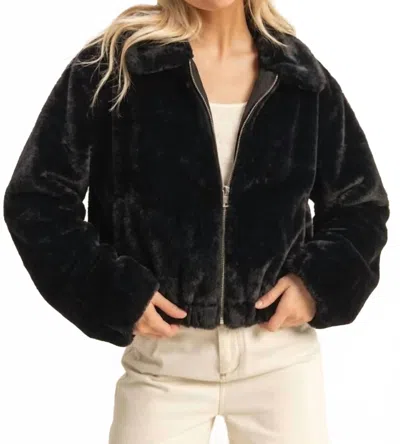 Hyfve Faux Fur Zip Up Jacket In Black