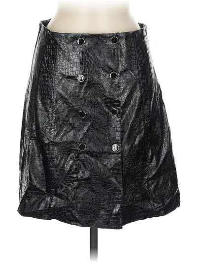 Pre-owned Hyfve Faux Leather Skirt In Black