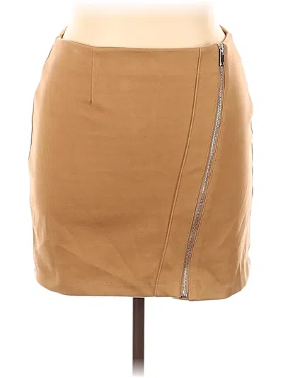 Pre-owned Hyfve Faux Leather Skirt In Tan