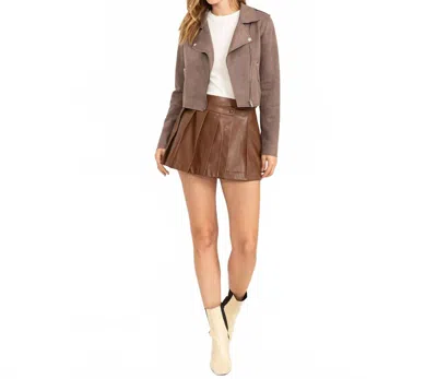 Hyfve Faux Suede Moto Jacket In Mushroom In Gray