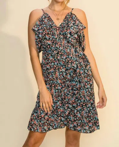 Hyfve Fiestar Wrap Dress In Black Floral Print In Multi