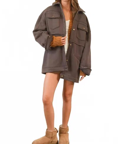 Hyfve Fleece Jacket In Charcoal In Brown