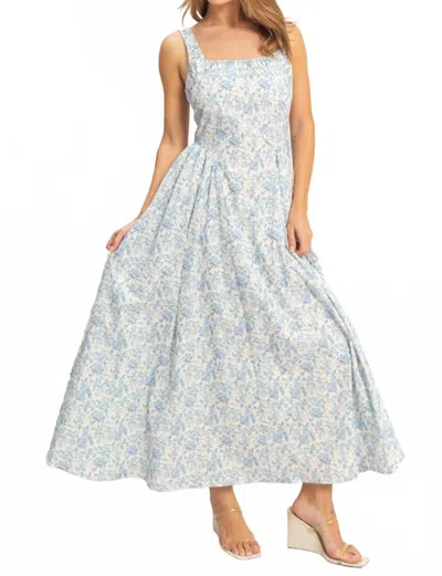 Hyfve Floral Print Empire Waist Dress In Blue