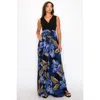 Hyfve Flower Maxi Dress In Navy In Blue