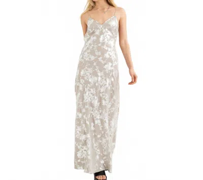 Hyfve Foil Print Maxi Slip Dress In Silver In White