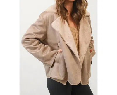 Hyfve Fur Suede Jacket In Beige