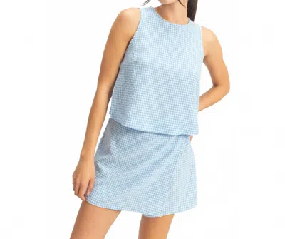 Hyfve Gingham Checkered Sleeveless Top And Skort Set In Blue