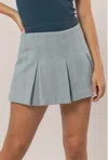 Hyfve Herringbone Pleated Skort In Turquoise In Blue