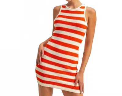 Hyfve Kenna Striped Sleeveless Bodycon Mini Dress In Tomato/cream In Multi