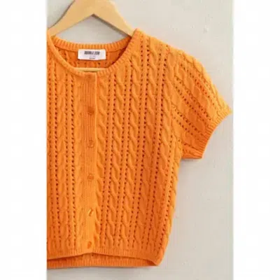 Hyfve Knit Short Sleeve Cardigan In Orange