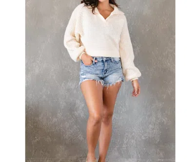 Hyfve Lantana Oversized Collar Sweater In Off White