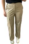 HYFVE LEATHER CARGO PANTS IN TAUPE