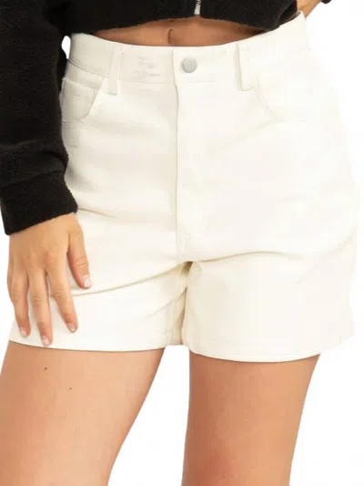 Hyfve Leather High Waisted Shorts In Cream In White