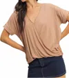 Hyfve Level Up Wrap Tee In Dark Taupe In Brown