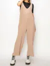 Hyfve Linen Luxury Straight Leg Jumpsuit In Taupe In Gray