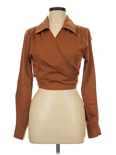 Pre-owned Hyfve Long Sleeve Blouse In Brown