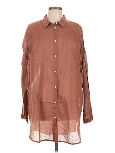 Pre-owned Hyfve Long Sleeve Blouse In Brown