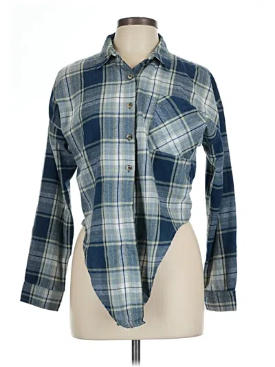 Pre-owned Hyfve Long Sleeve Button Down Shirt In Blue