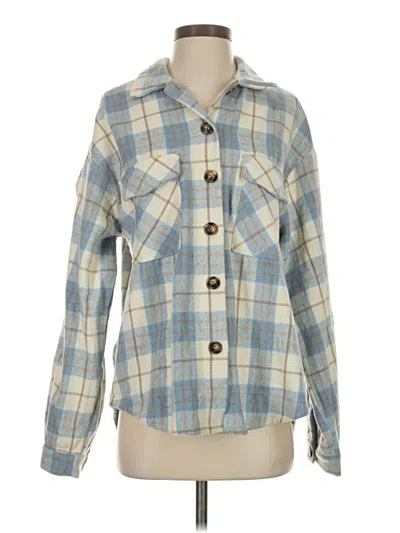Pre-owned Hyfve Long Sleeve Button Down Shirt In Blue