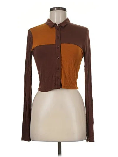 Pre-owned Hyfve Long Sleeve Button Down Shirt In Brown