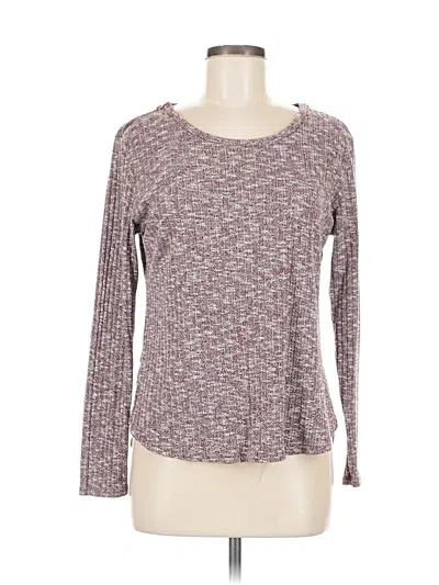 Pre-owned Hyfve Long Sleeve Top Burgundy Crew Neck Tops