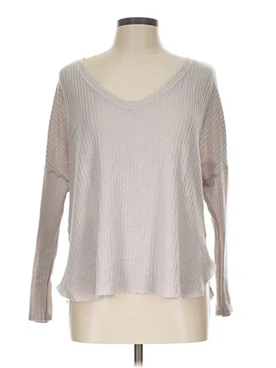 Pre-owned Hyfve Long Sleeve Top Gray V-neck Tops