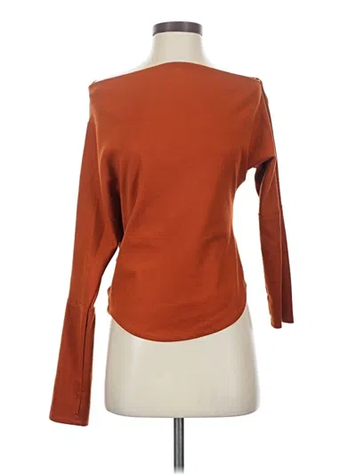 Pre-owned Hyfve Long Sleeve Top Orange One Shoulder Neckline Tops