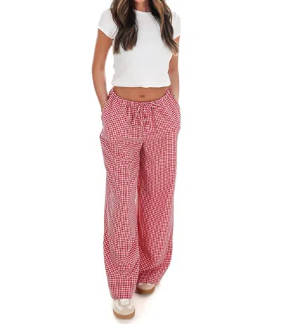 Hyfve Market Morning Gingham Wide Leg Pants In Red
