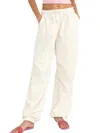 Hyfve Mid Rise Parachute Pants In Cream In Animal Print