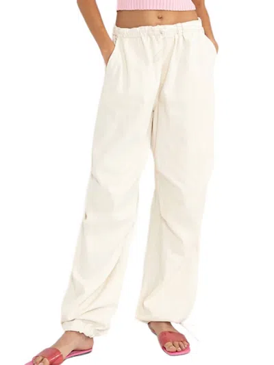 Hyfve Mid Rise Parachute Pants In Cream In Animal Print